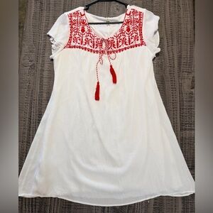 PerSeption Concept White Top with Red Embroidery
